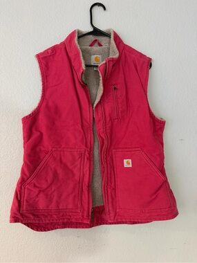 Carhartt Hot Pink Sherpa-Lined Canvas Vest